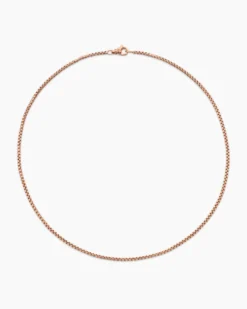 Box Chain Necklace 18K Rose Gold, 2.7mm