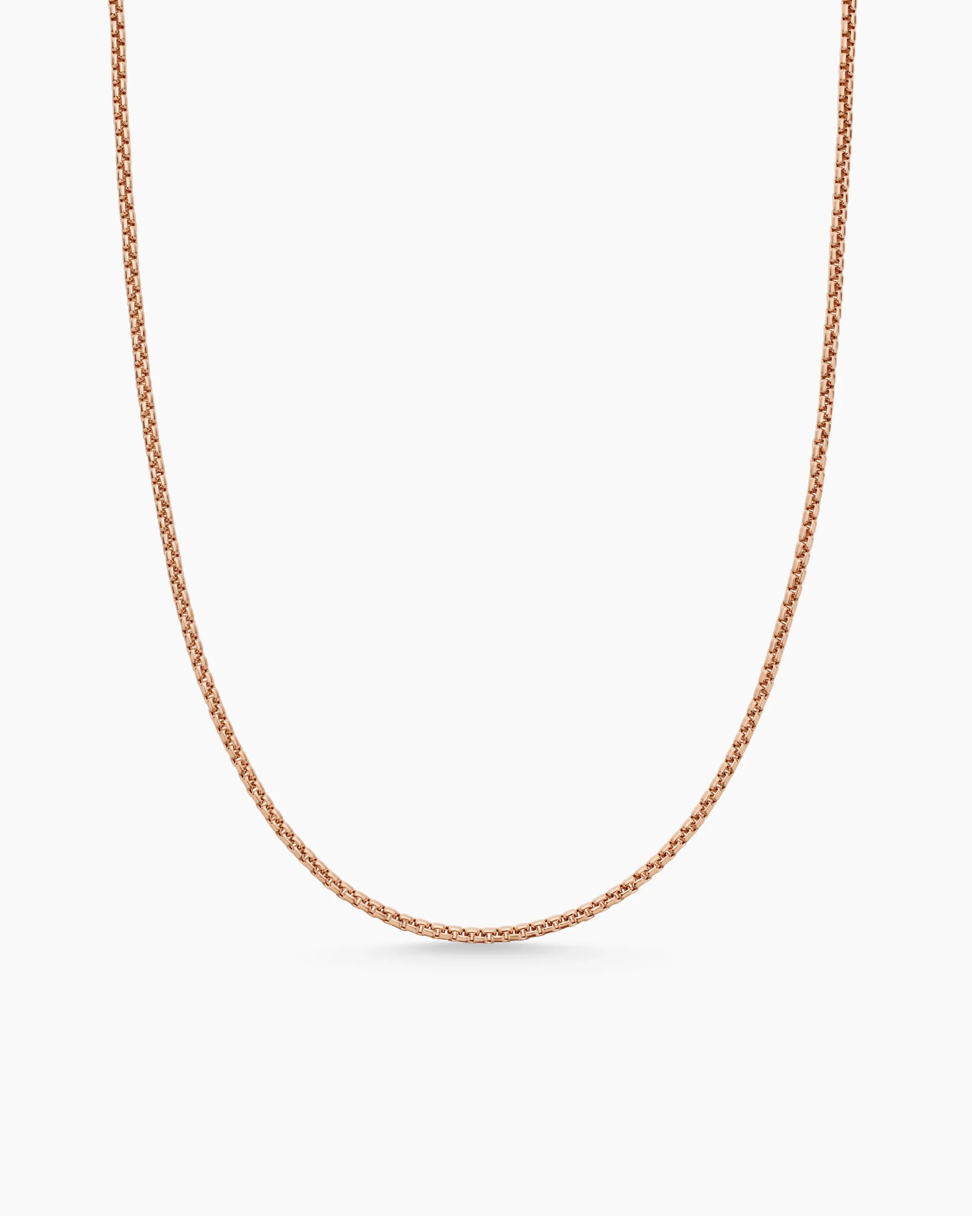 Box Chain Necklace 18K Rose Gold, 1.7mm
