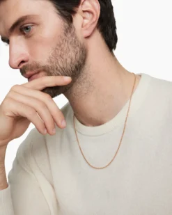 Box Chain Necklace 18K Rose Gold, 1.7mm