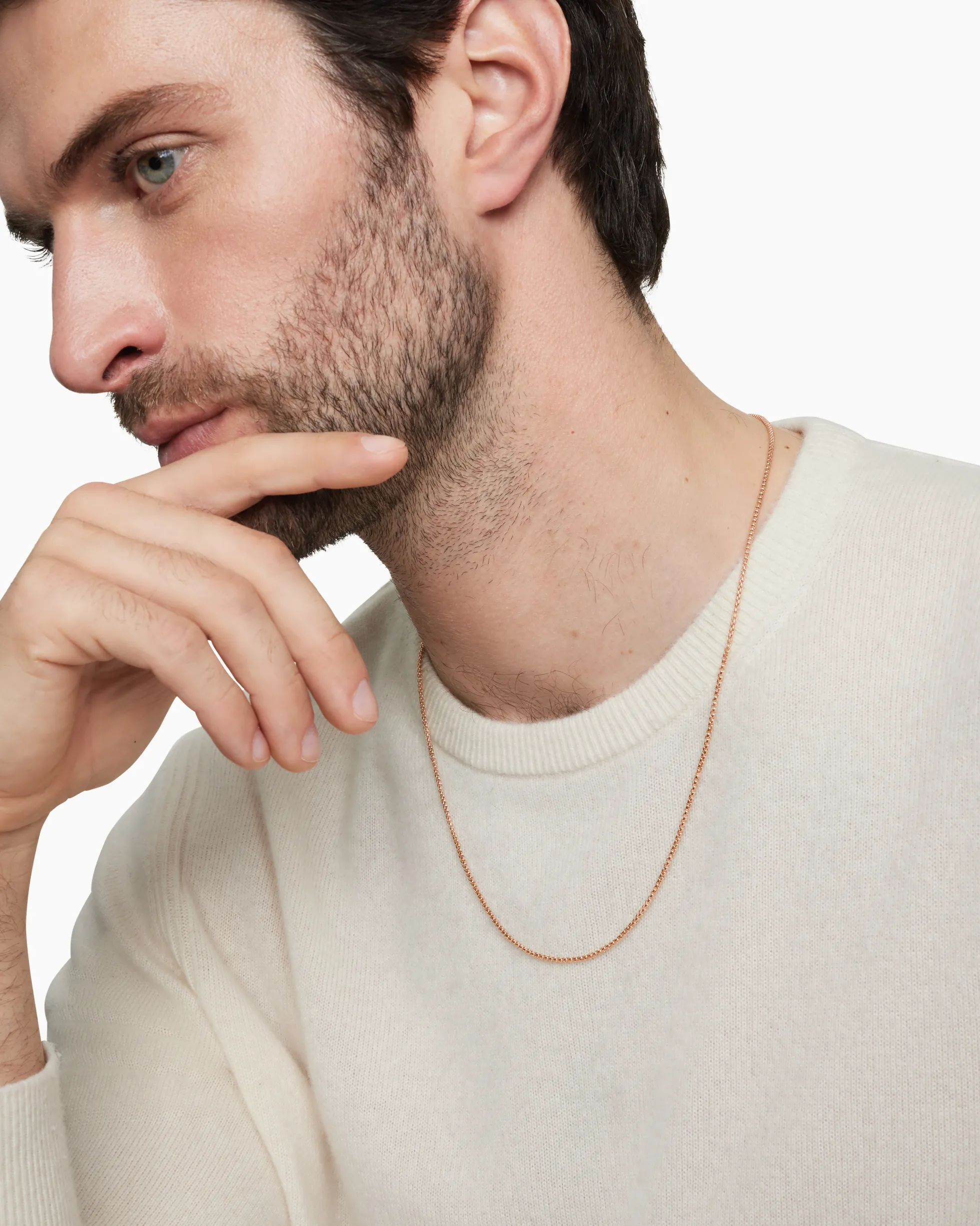 Box Chain Necklace 18K Rose Gold, 1.7mm
