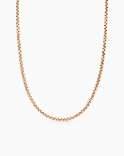 Box Chain Necklace 18K Rose Gold, 3.4mm