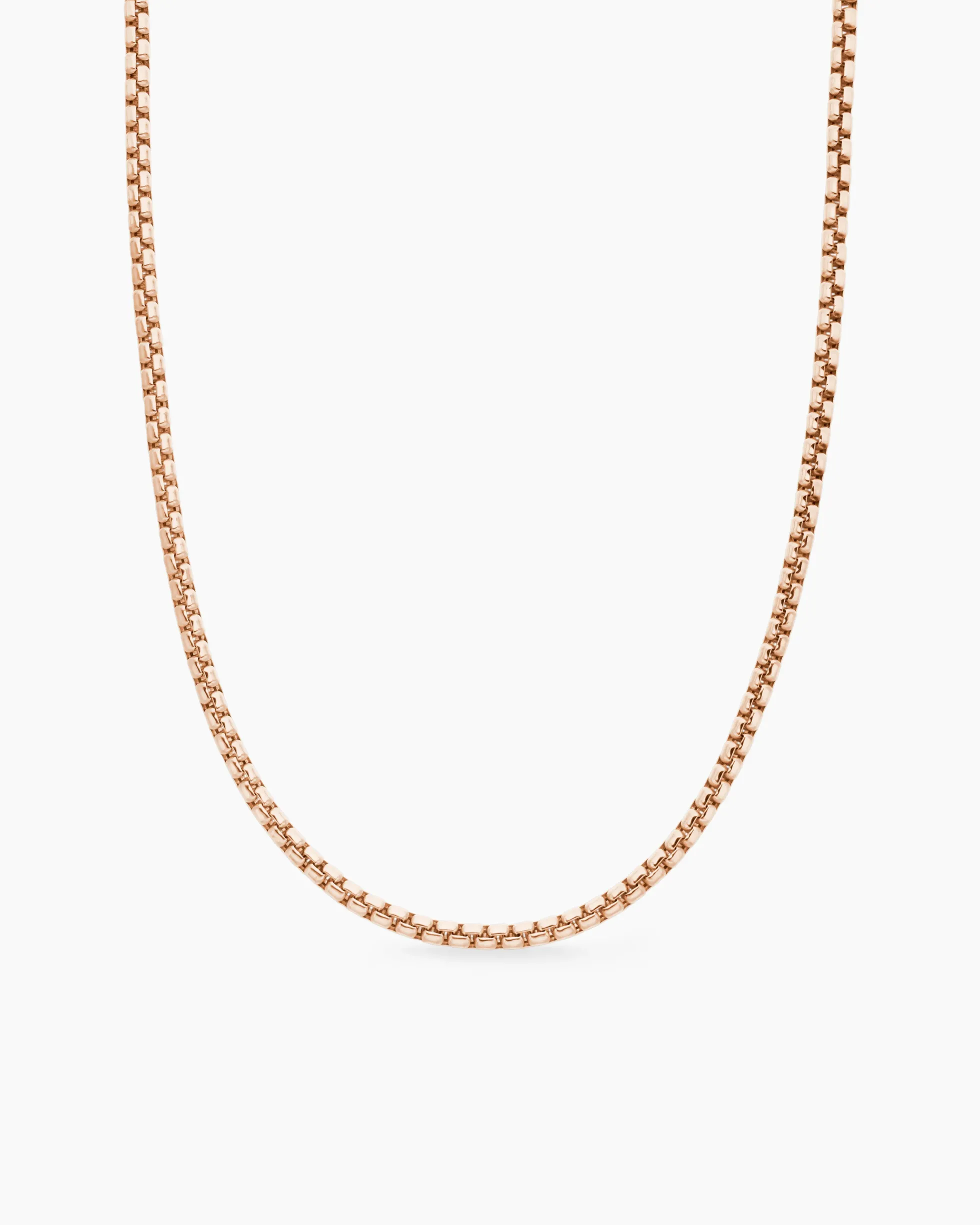 Box Chain Necklace 18K Rose Gold, 3.4mm