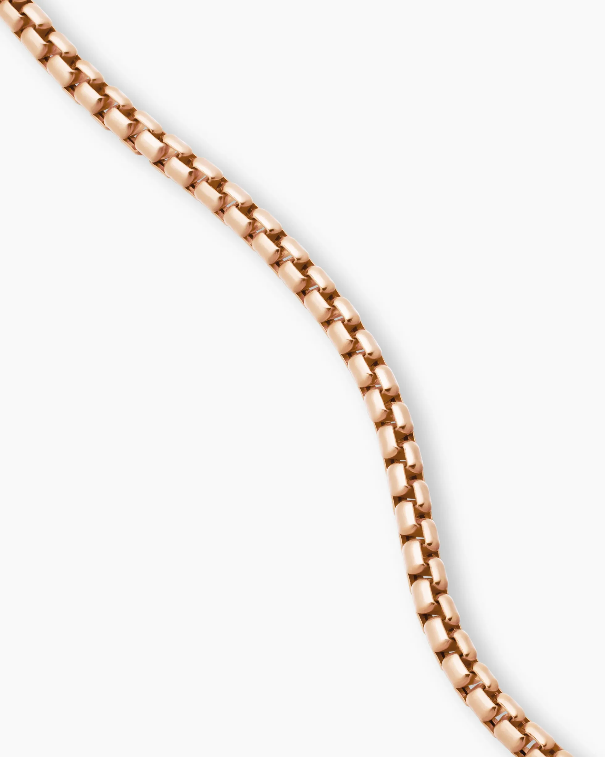 Box Chain Necklace 18K Rose Gold, 3.4mm