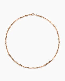 Box Chain Necklace 18K Rose Gold, 3.4mm