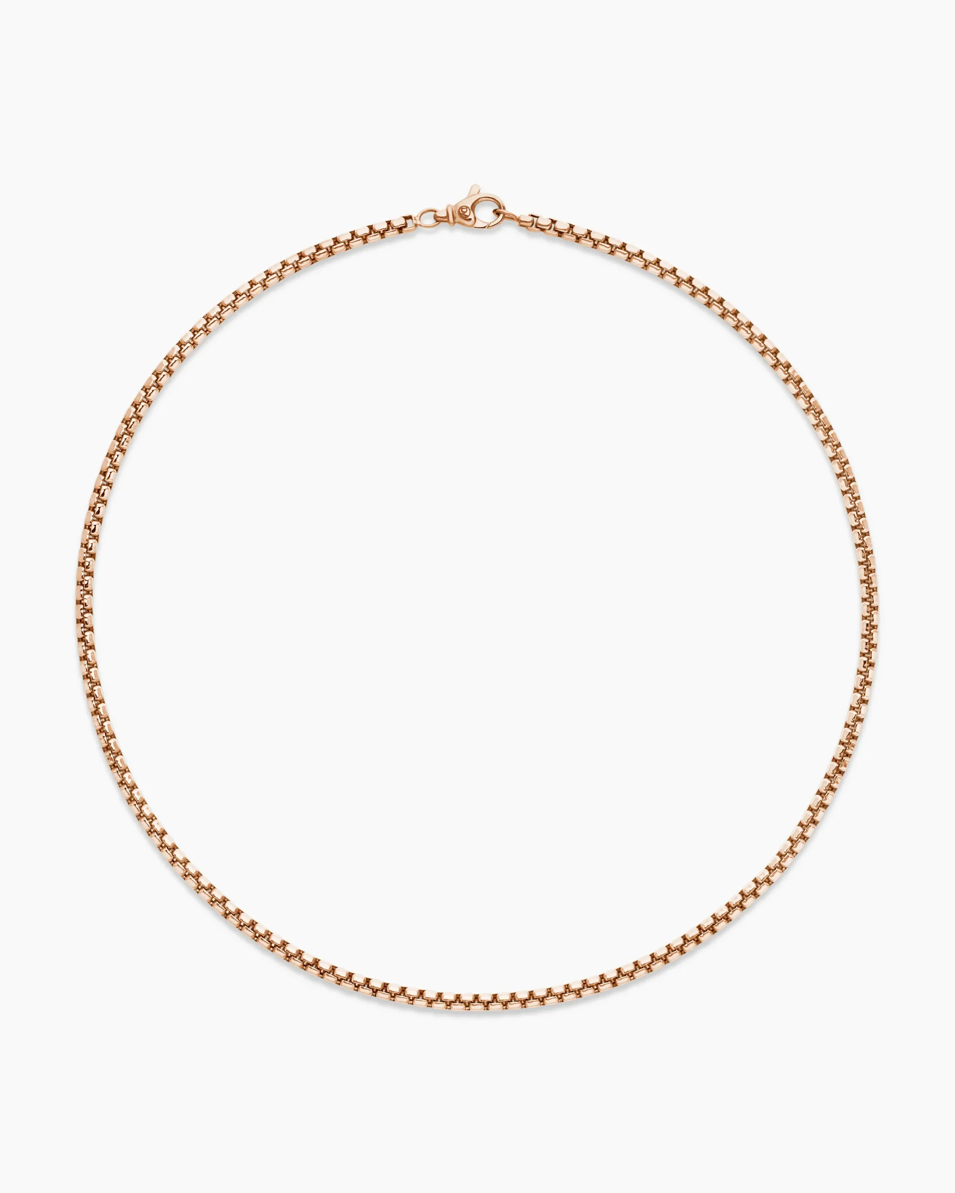 Box Chain Necklace 18K Rose Gold, 3.4mm