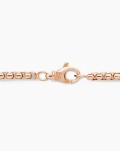 Box Chain Necklace 18K Rose Gold, 3.4mm