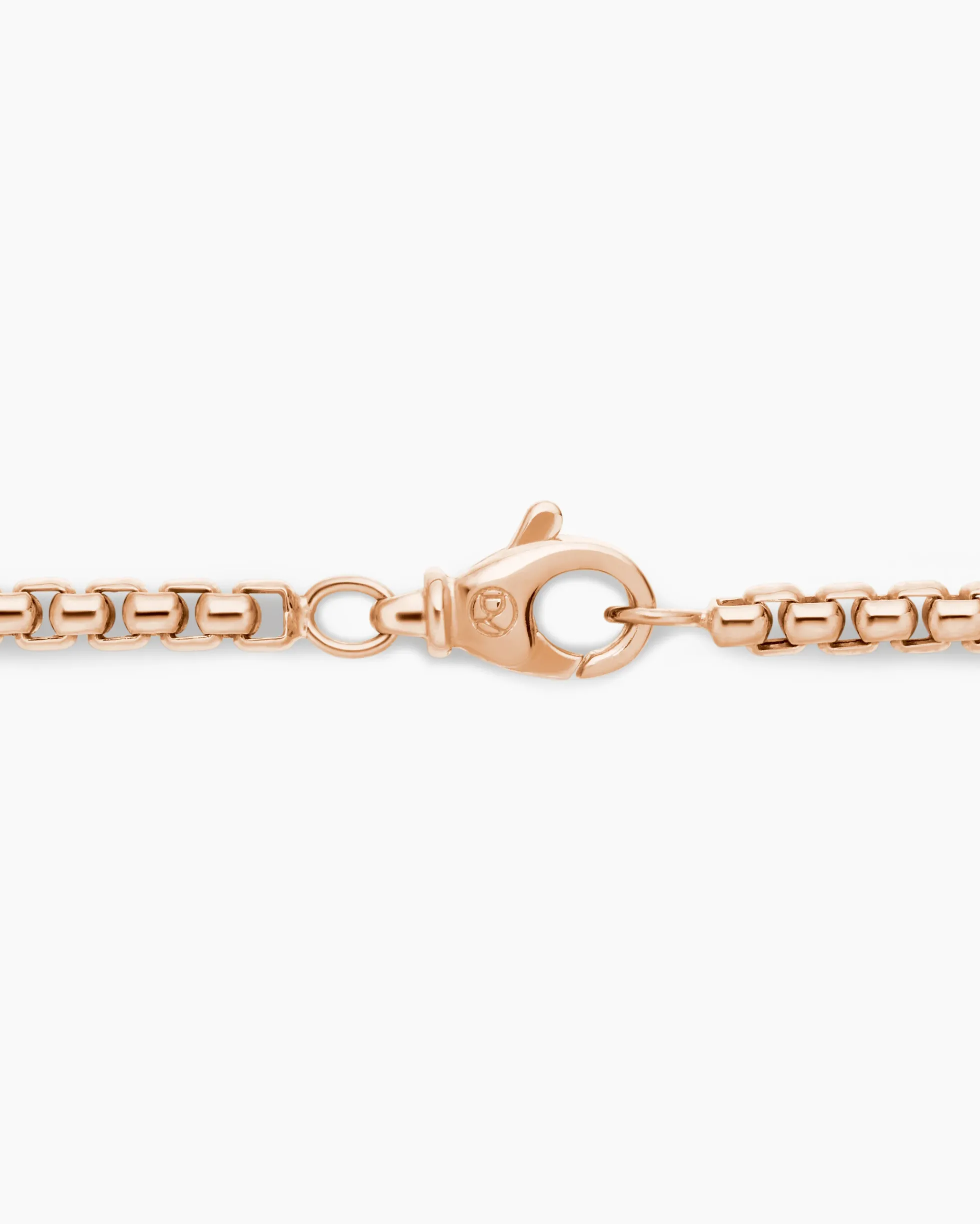 Box Chain Necklace 18K Rose Gold, 3.4mm