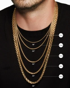 Box Chain Necklace 18K Rose Gold with Pavé Cognac Diamonds, 7.5mm