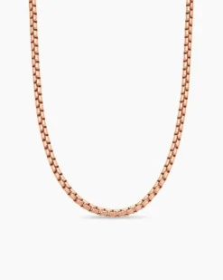 Box Chain Necklace 18K Rose Gold, 5mm