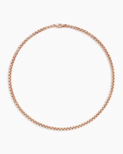 Box Chain Necklace 18K Rose Gold, 5mm