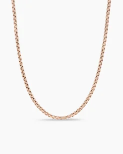 Box Chain Necklace 18K Rose Gold, 2.7mm