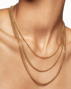 Box Chain Necklace 18K Rose Gold, 2.7mm