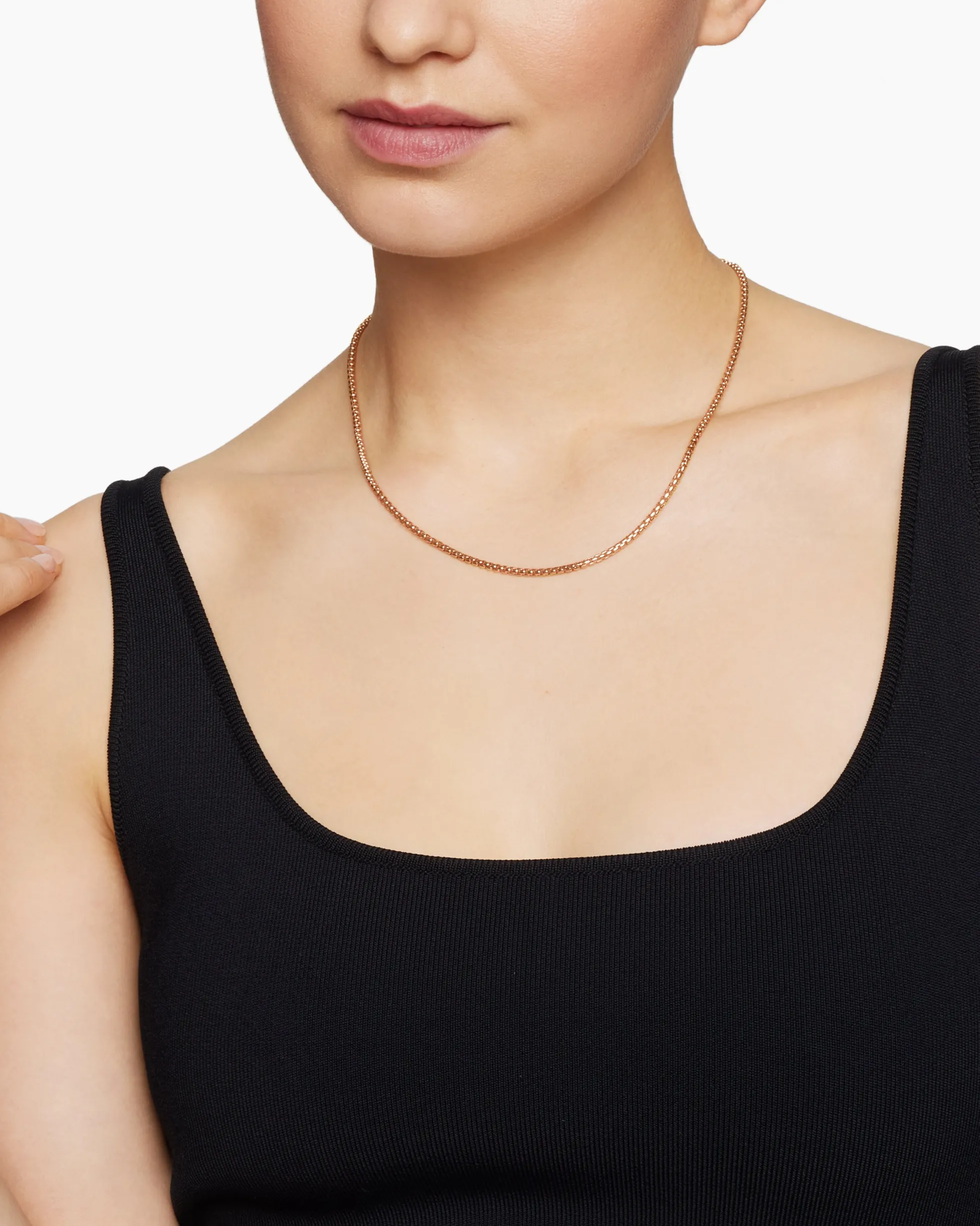 Box Chain Necklace 18K Rose Gold, 2.7mm