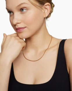 Box Chain Necklace 18K Rose Gold, 2.7mm