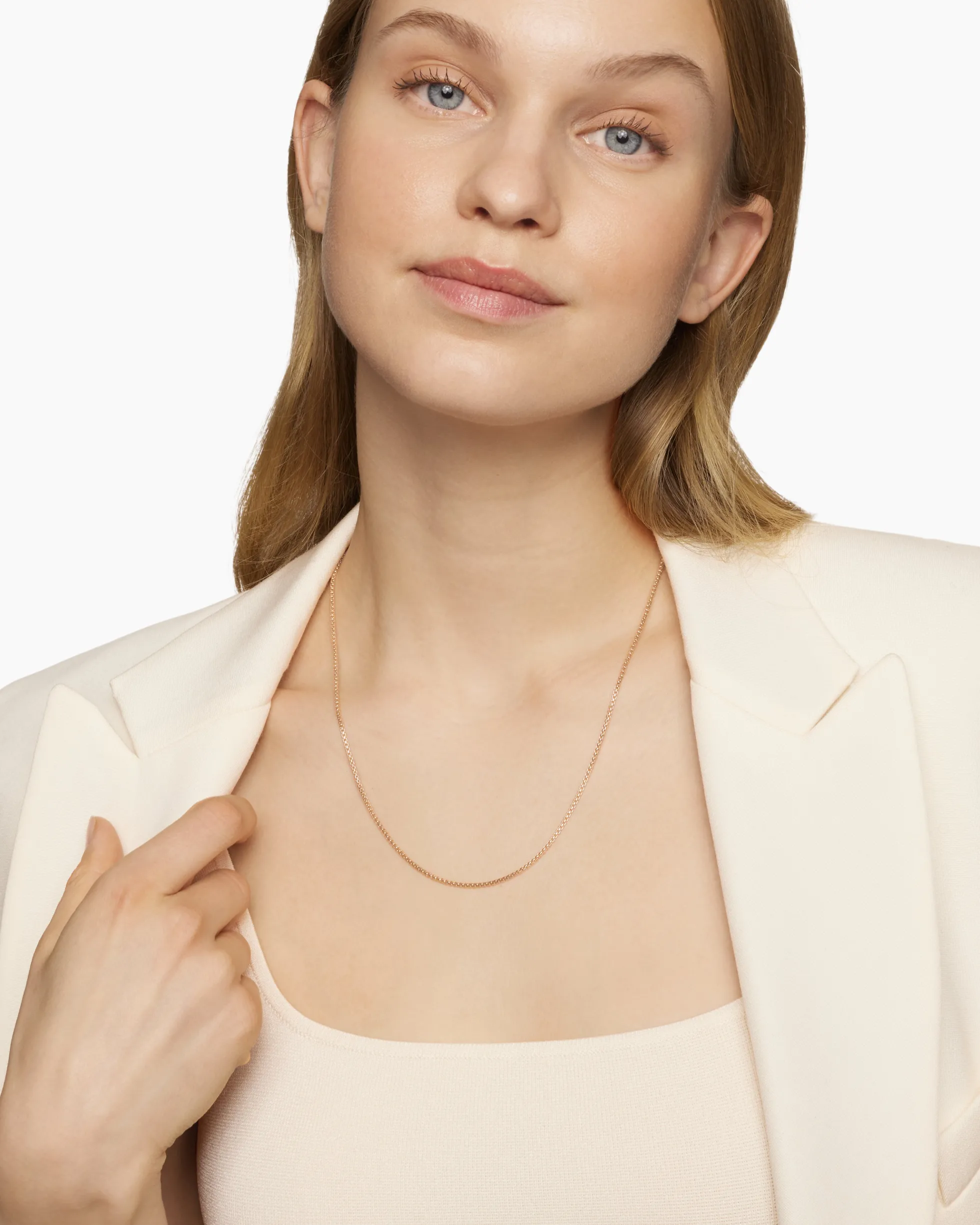 Box Chain Necklace 18K Rose Gold, 1.7mm