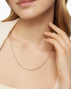 Box Chain Necklace 18K Rose Gold, 1.7mm