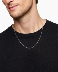 Box Chain Necklace 18K White Gold, 1.7mm