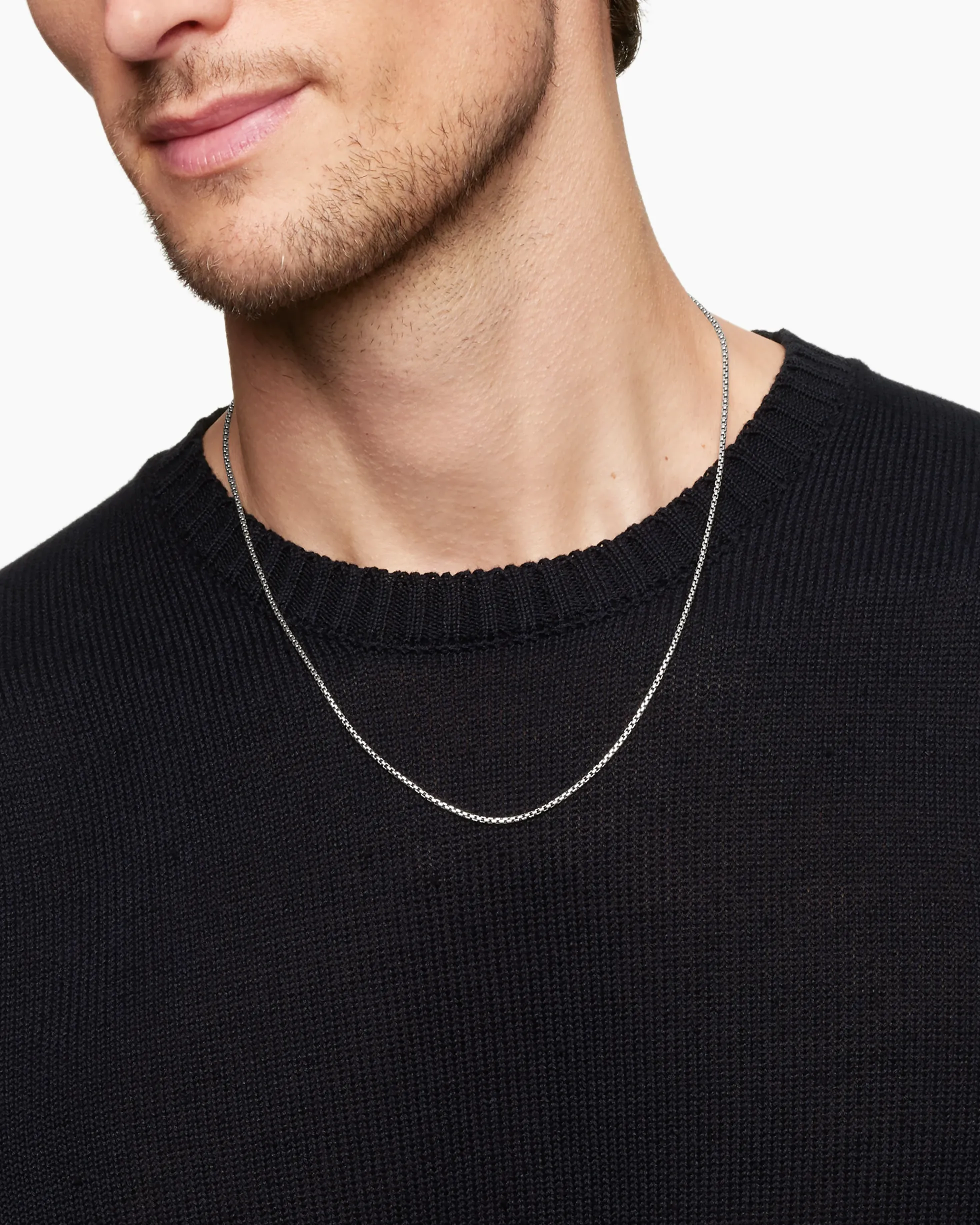 Box Chain Necklace 18K White Gold, 1.7mm