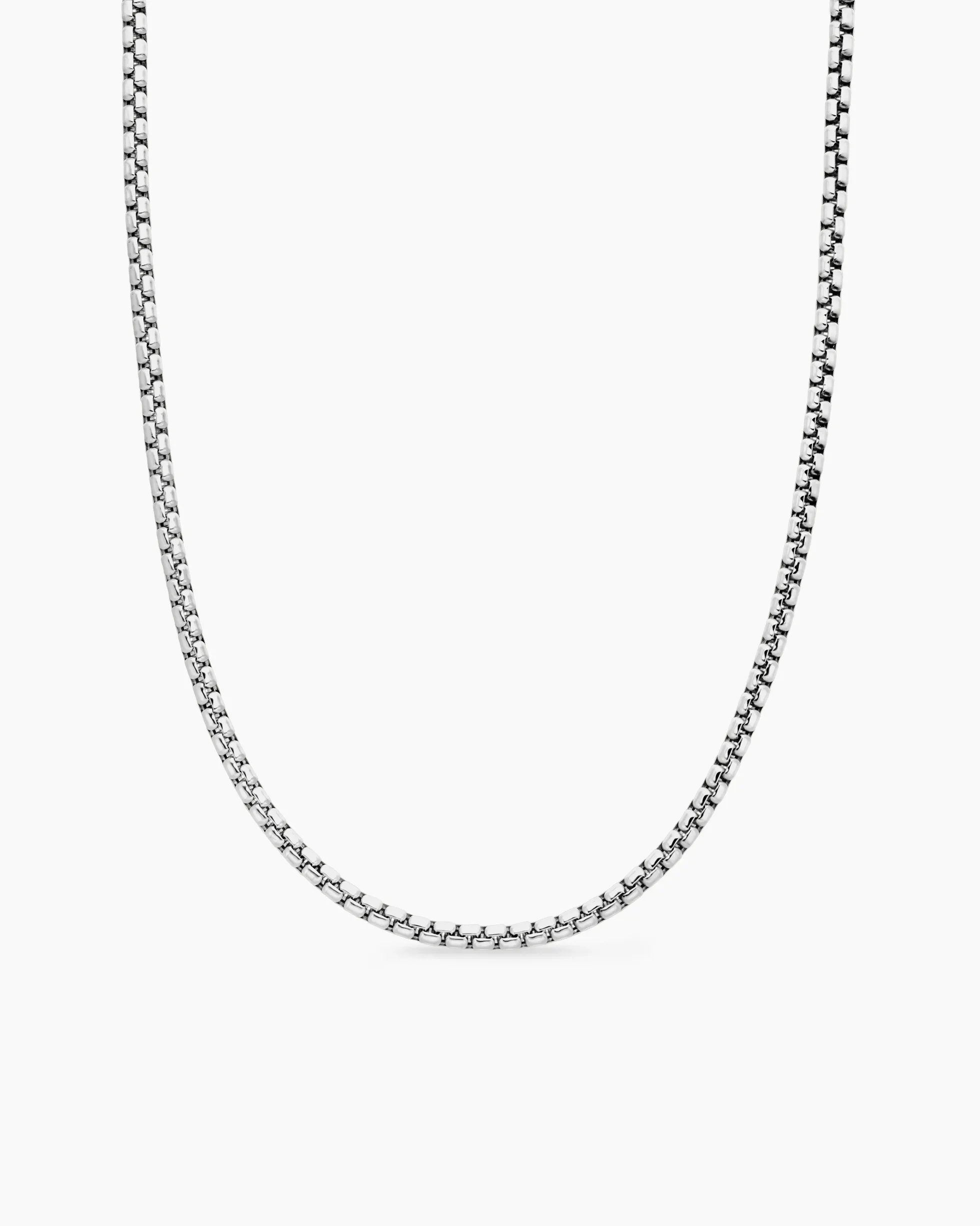 Box Chain Necklace 18K White Gold, 3.4mm