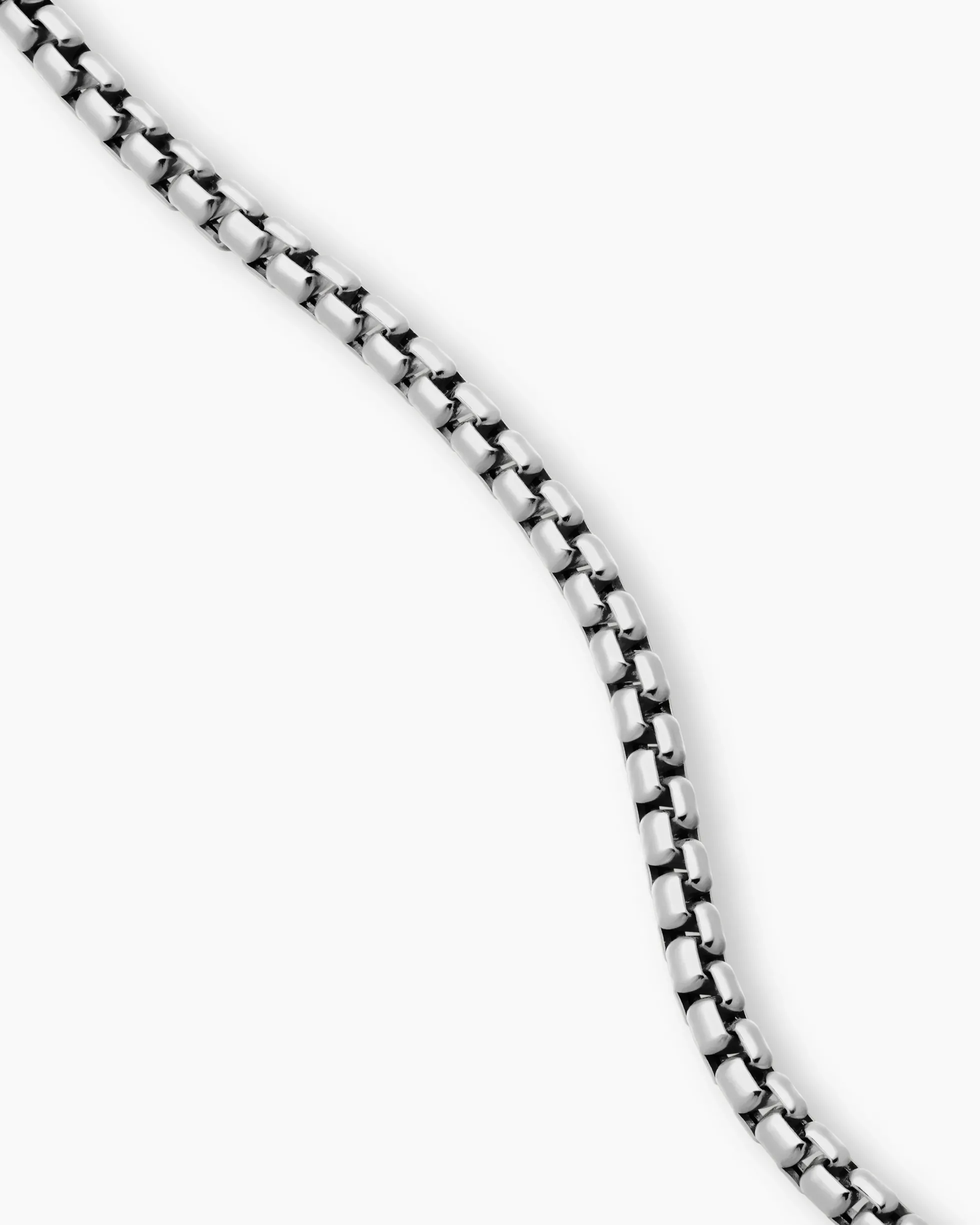 Box Chain Necklace 18K White Gold, 3.4mm