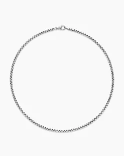 Box Chain Necklace 18K White Gold, 3.4mm