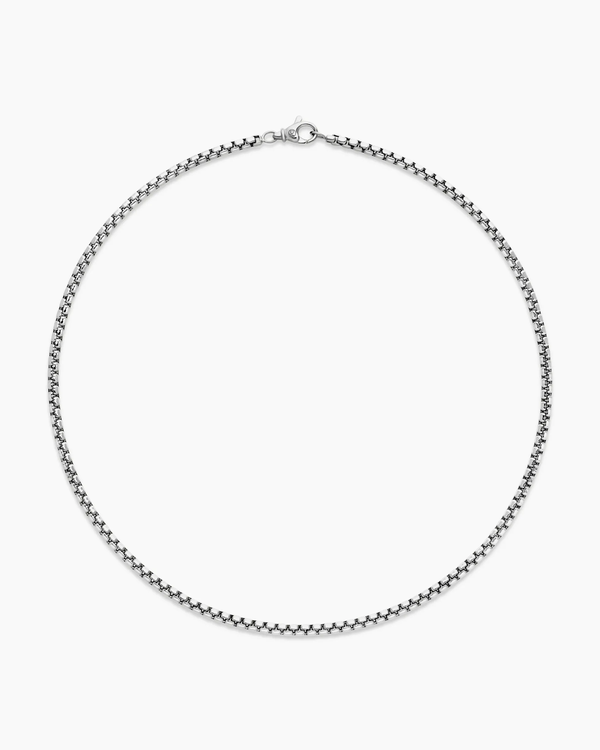 Box Chain Necklace 18K White Gold, 3.4mm