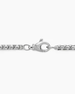 Box Chain Necklace 18K White Gold, 3.4mm