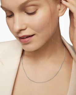 Box Chain Necklace 18K White Gold, 1.7mm