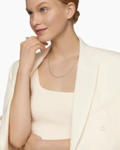 Box Chain Necklace 18K White Gold, 1.7mm
