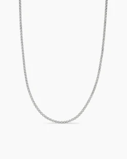 Box Chain Necklace 18K White Gold, 1.7mm