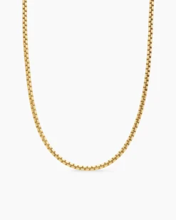 Box Chain Necklace 18K Yellow Gold, 3.4mm