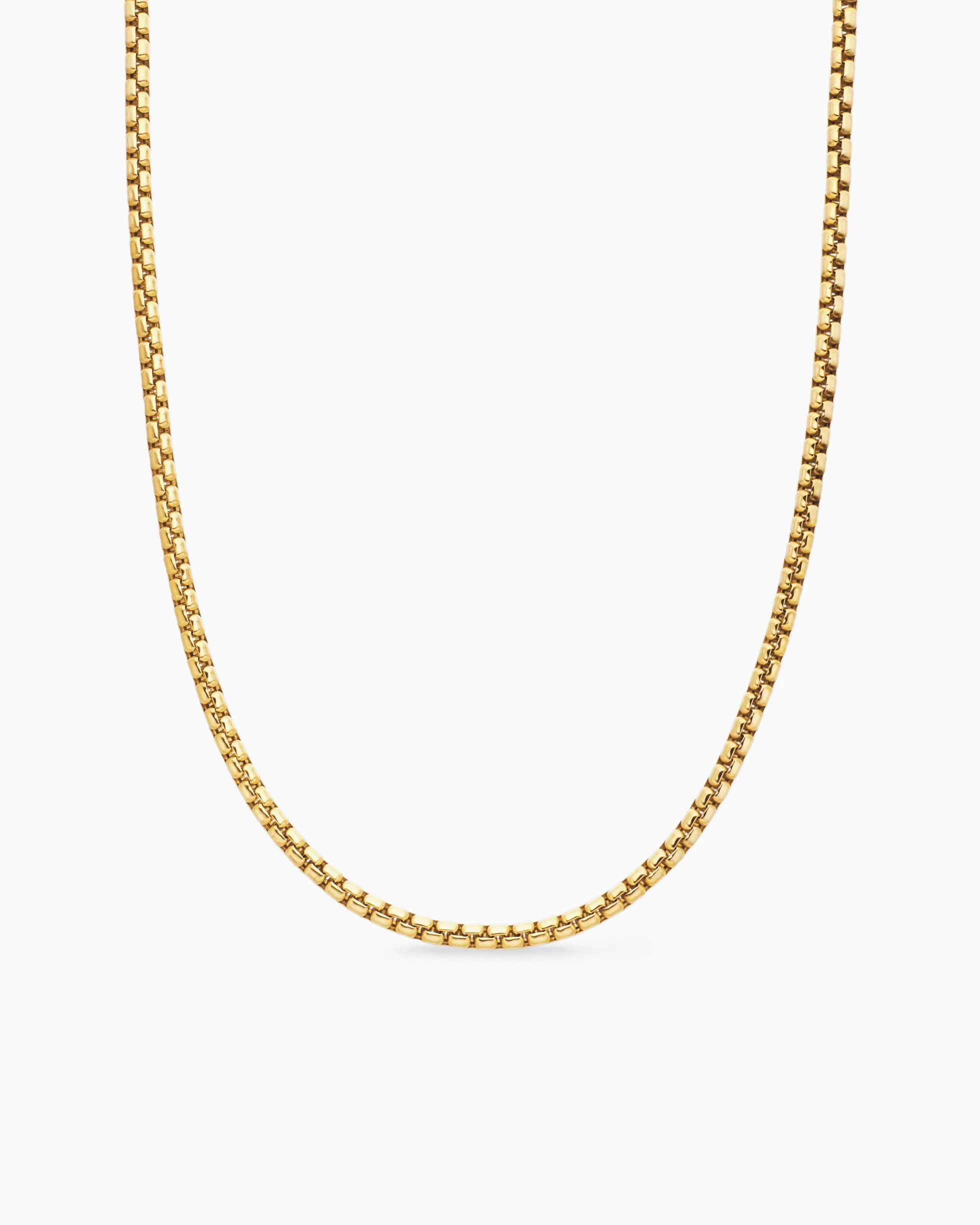 Box Chain Necklace 18K Yellow Gold, 3.4mm