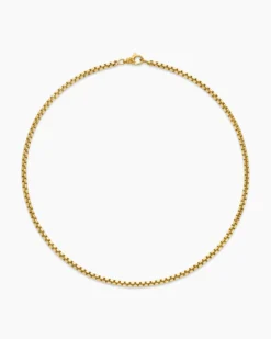 Box Chain Necklace 18K Yellow Gold, 3.4mm