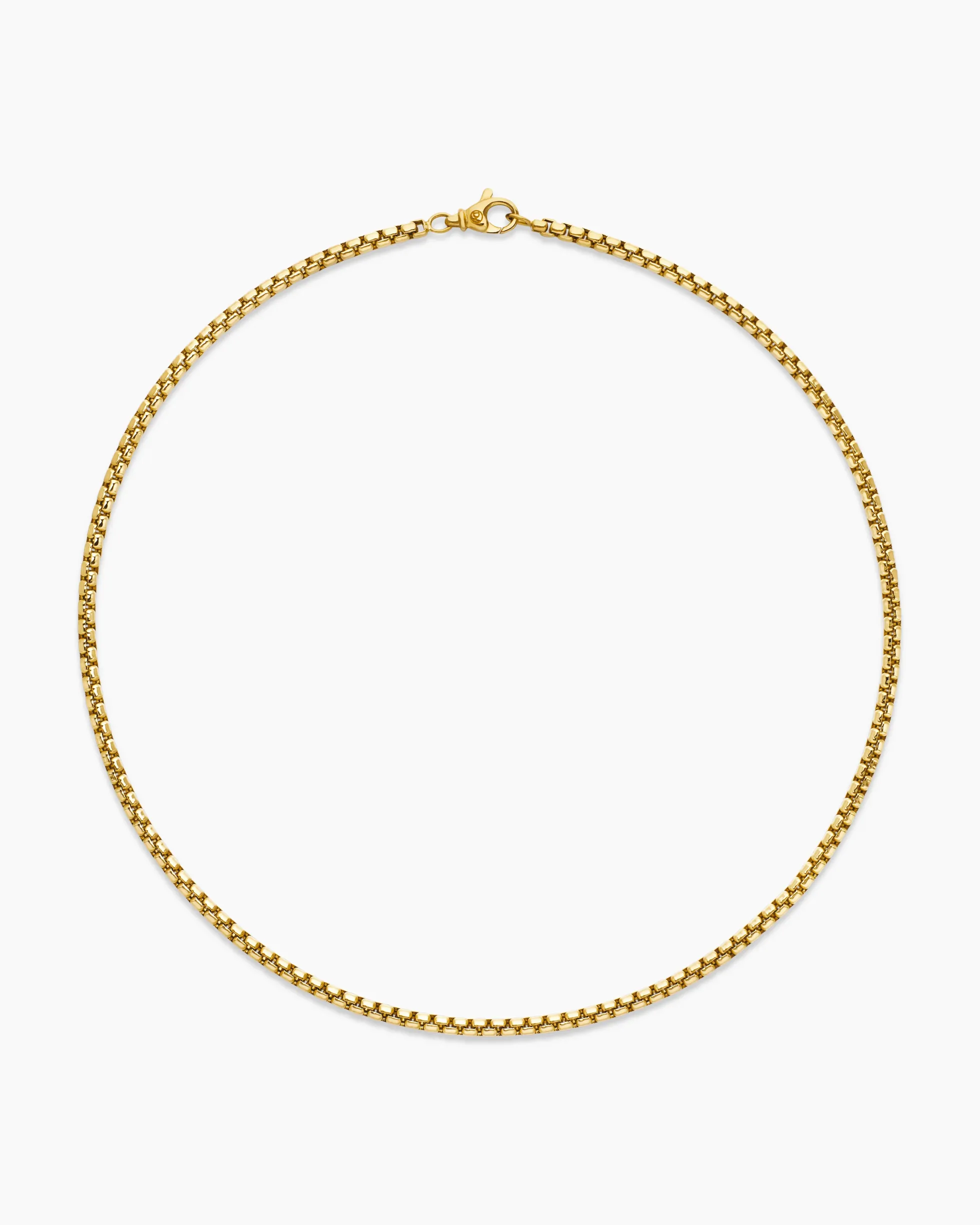 Box Chain Necklace 18K Yellow Gold, 3.4mm