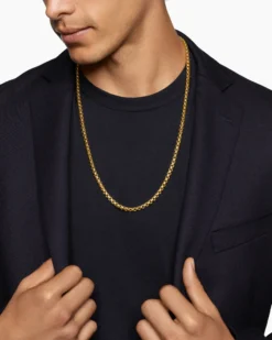 Box Chain Necklace 18K Yellow Gold, 5mm