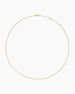 Box Chain Necklace 18K Yellow Gold, 1mm