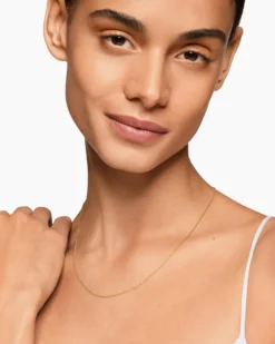 Box Chain Necklace 18K Yellow Gold, 1mm