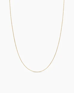 Box Chain Necklace 18K Yellow Gold, 1mm