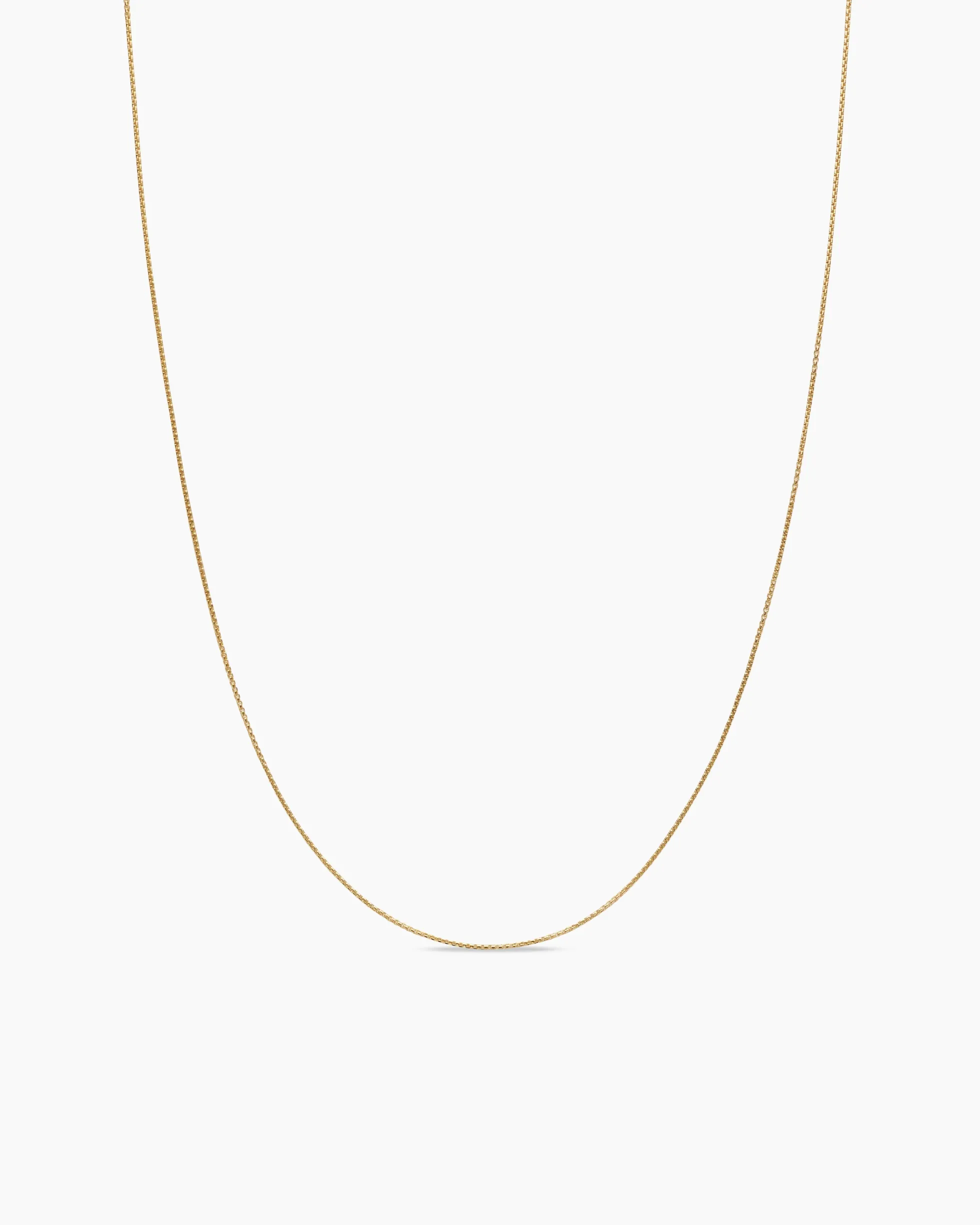 Box Chain Necklace 18K Yellow Gold, 1mm