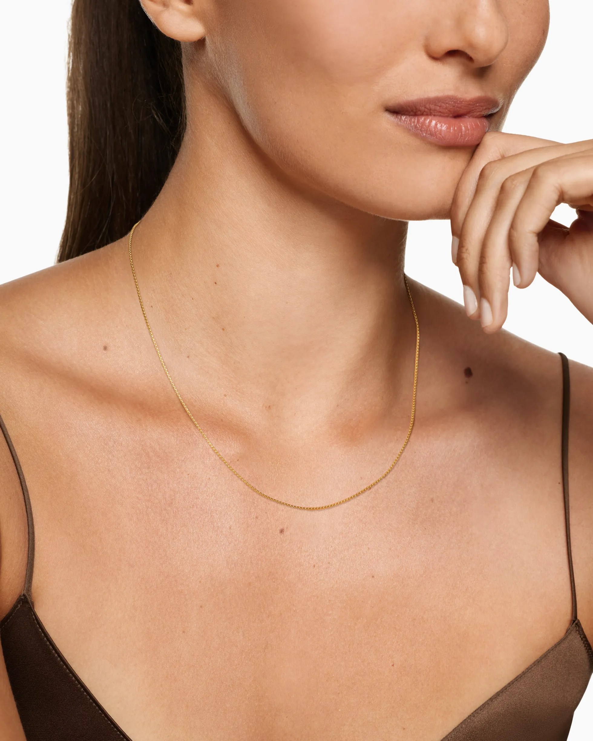 Box Chain Necklace 18K Yellow Gold, 1.25mm