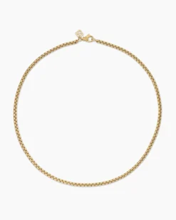 Box Chain Necklace 18K Yellow Gold, 3.6mm
