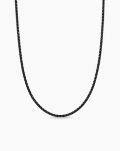 Box Chain Necklace Stainless Steel with Black PVD Coating, 2.7mm