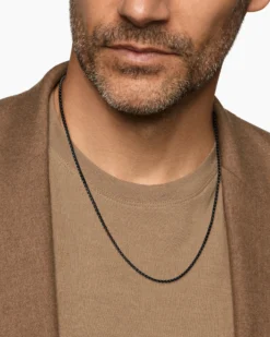 Box Chain Necklace Stainless Steel with Black PVD Coating, 2.7mm