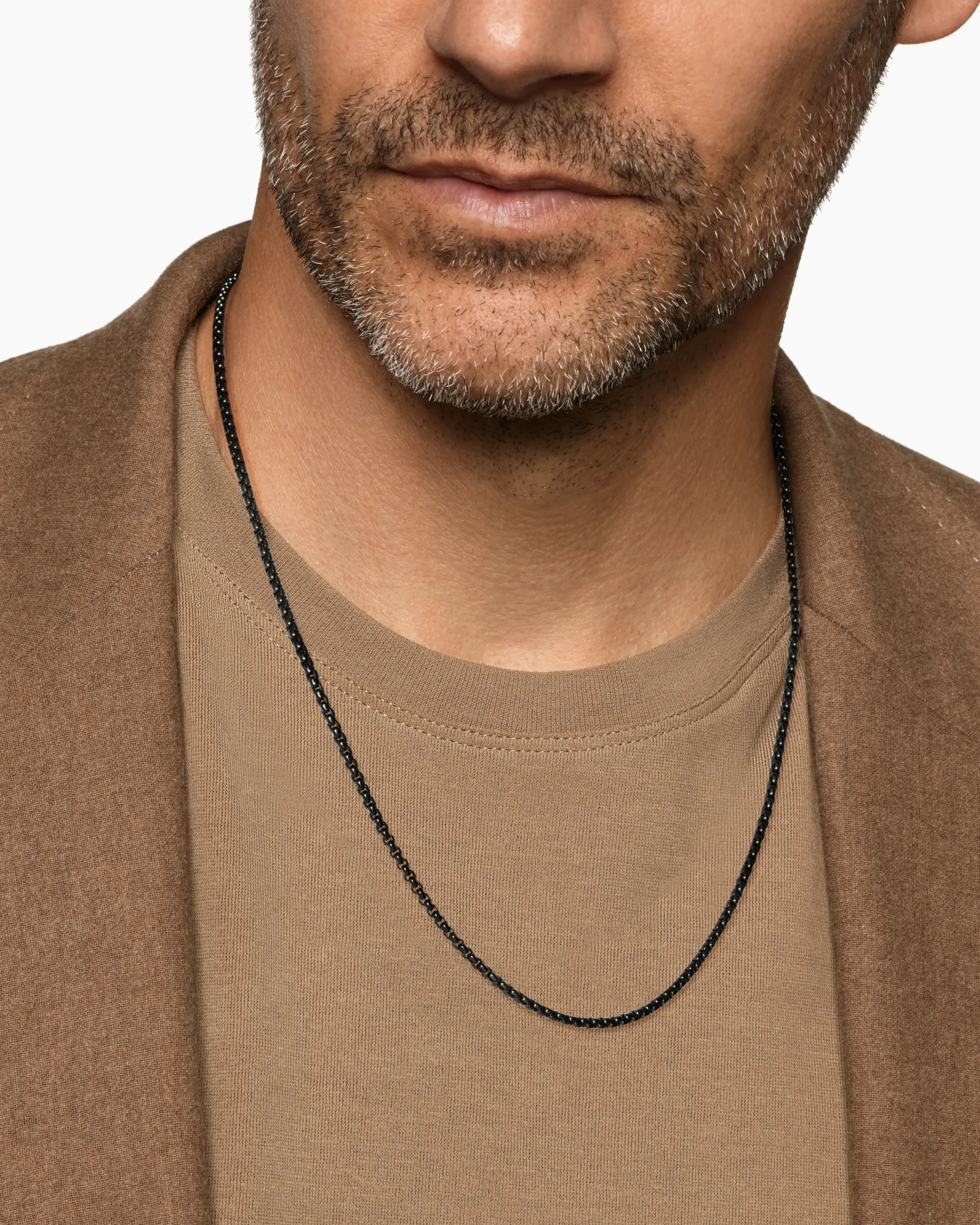 Box Chain Necklace Stainless Steel with Black PVD Coating, 2.7mm