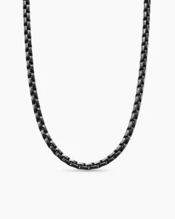 Box Chain Necklace Stainless Steel and Sterling Silver, 5mm