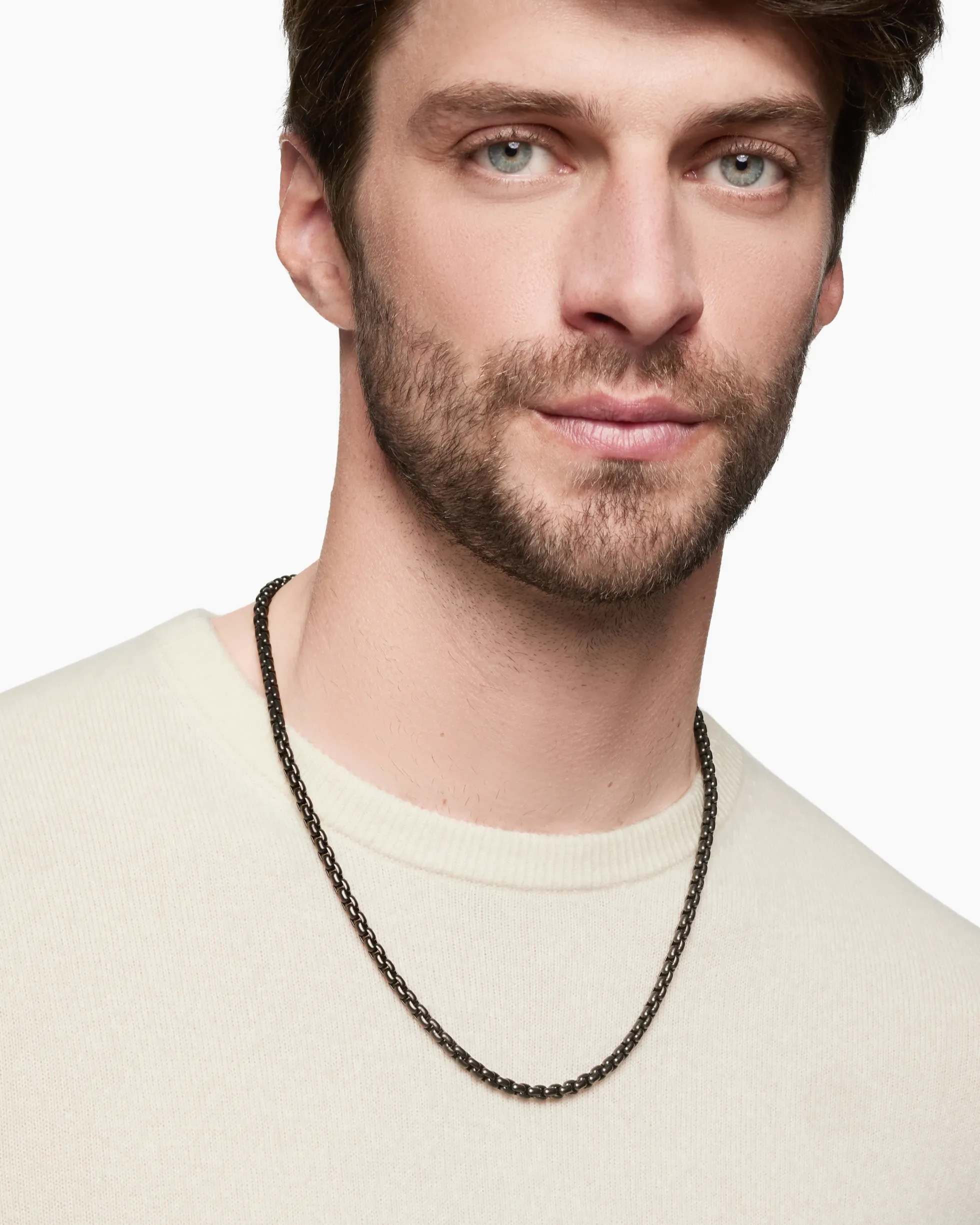 Box Chain Necklace Stainless Steel and Sterling Silver, 5mm