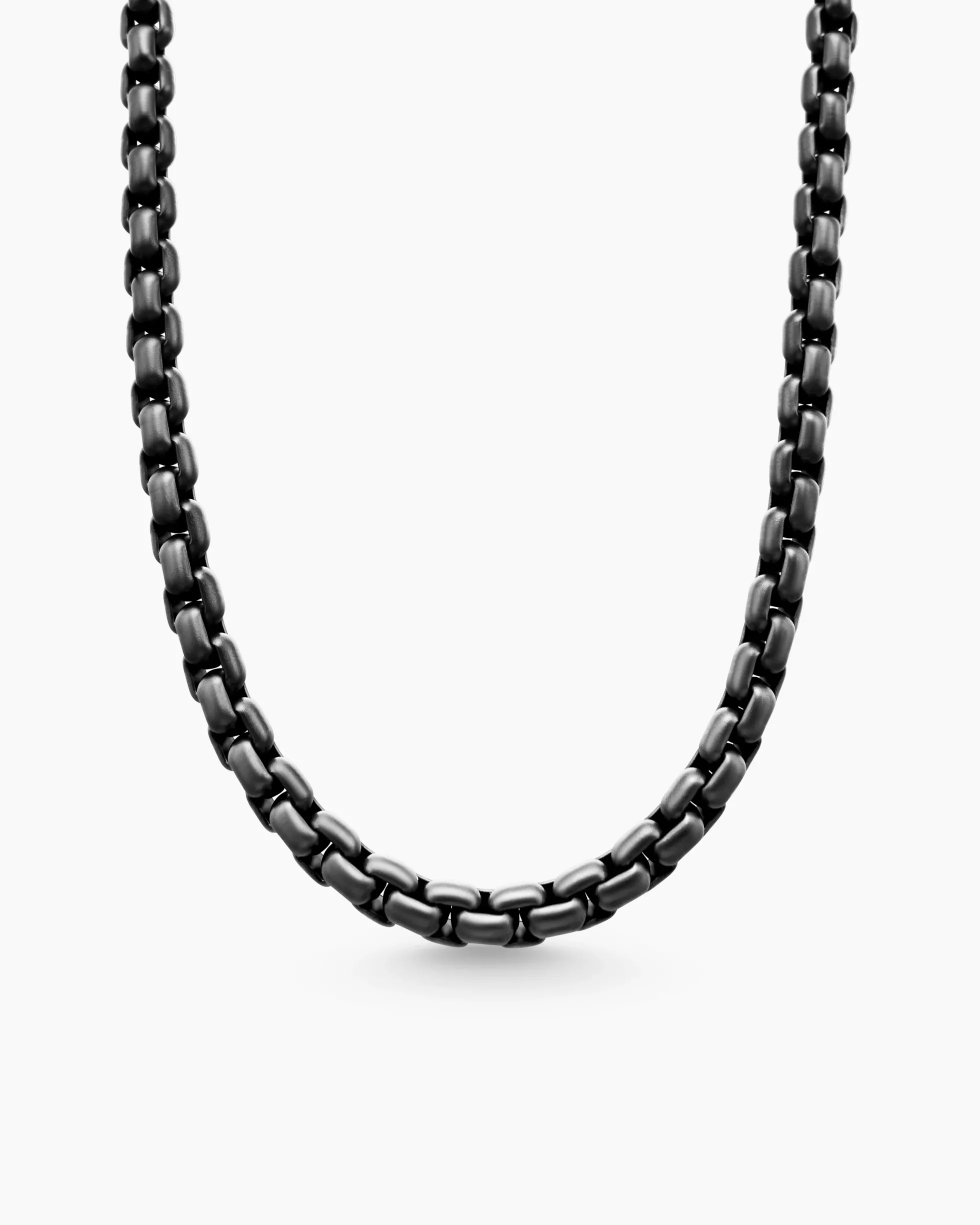 Box Chain Necklace Stainless Steel and Sterling Silver, 7.3mm