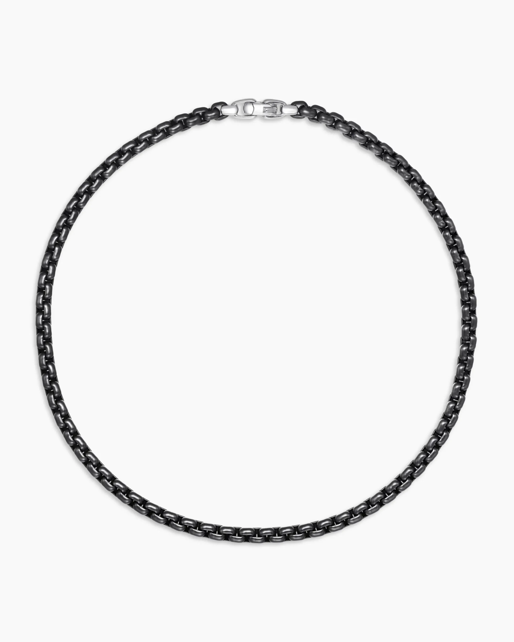 Box Chain Necklace Stainless Steel and Sterling Silver, 7.3mm