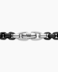 Box Chain Necklace Stainless Steel and Sterling Silver, 7.3mm