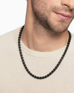 Box Chain Necklace Stainless Steel and Sterling Silver, 7.3mm